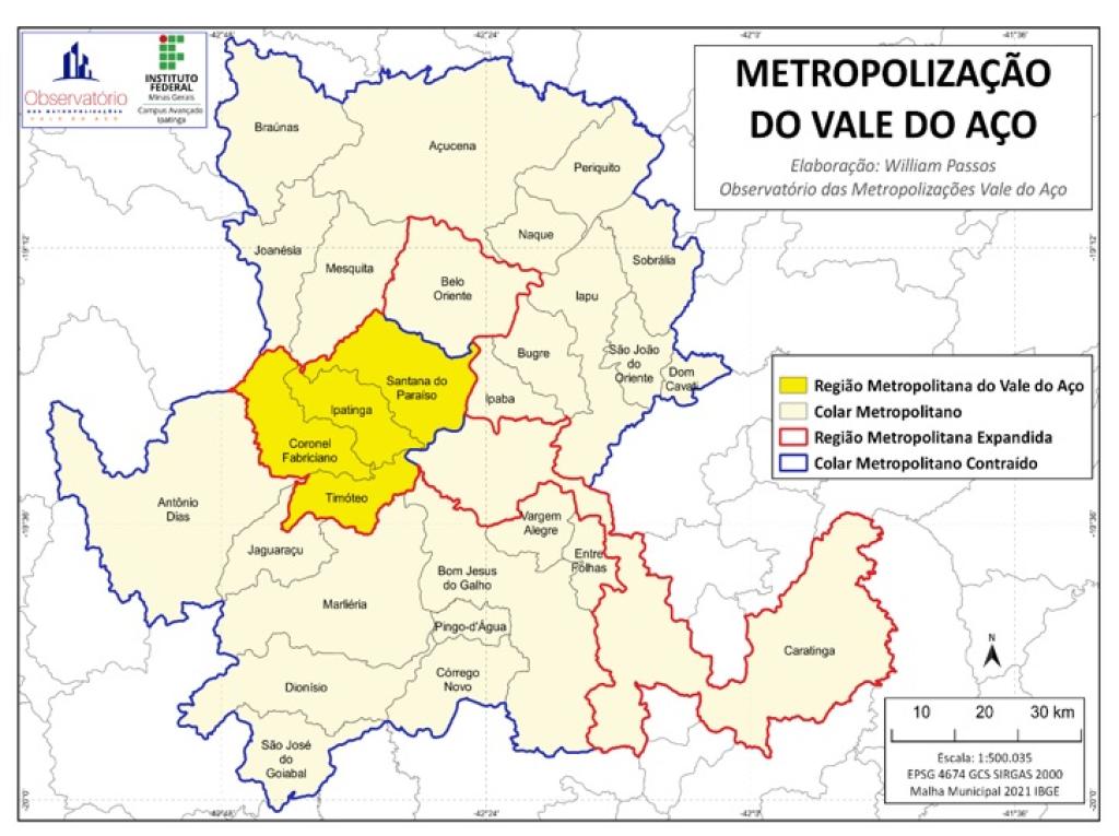 Entenda a distribuição geográfica dos municípios do Vale do Aço