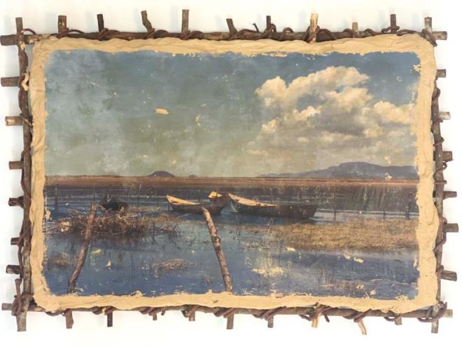 Mirada do Rio: monotipia sobre quadro de pau a pique