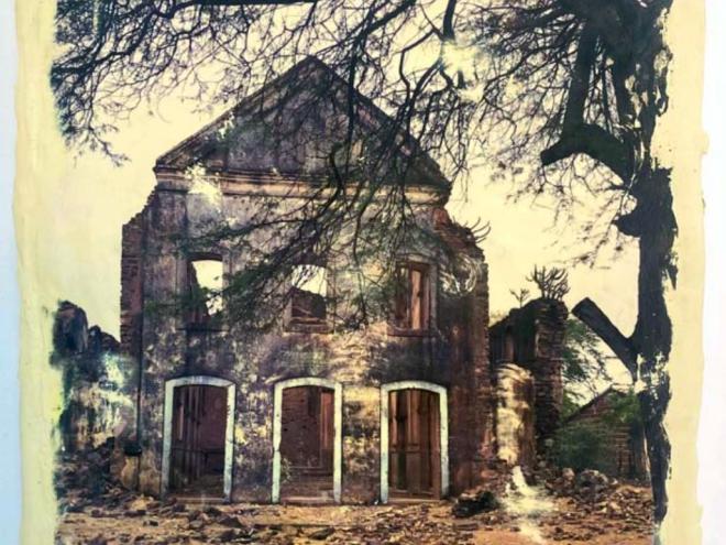 Santuário: monotipia sobre pelo de tinta