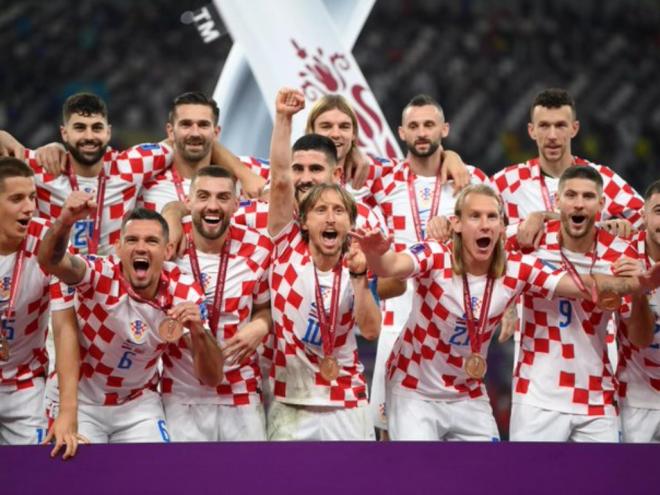 Após o fim do jogo, os croatas celebraram o terceiro lugar na Copa do Mundo