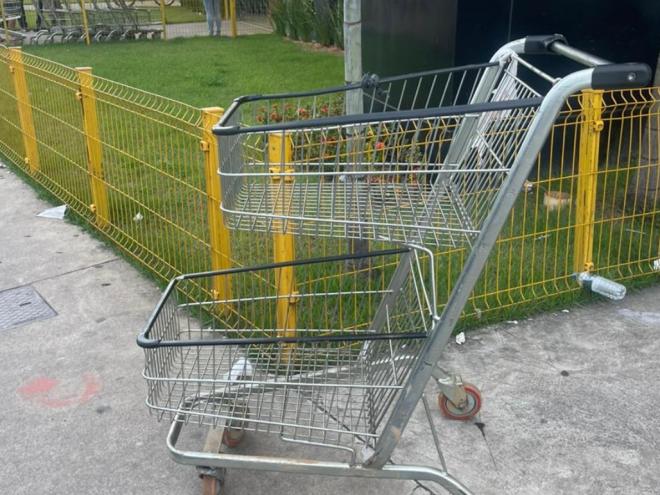 Com o carrinho de compras furtado, dupla foi vista tentando praticar furtos em obras, foi denunciada e detida 