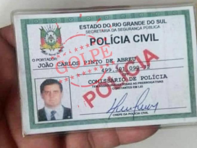 Golpistas usam credencial falsificada de um delegado de polícia 