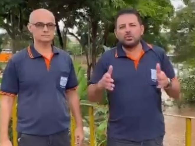 O prefeito Bruno Morato, ao lado do seu vice Oliveirinha, explicou como as pessoas podem ajudar no momento  