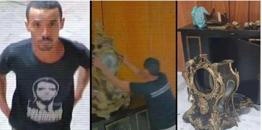 Campanha na internet tentava identificar o militante político que destruiu o relógio e depois tentou quebrar câmera 