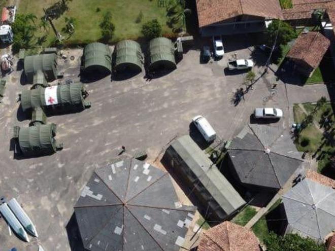 FAB monta hospital de campanha em Boa Vista para atender yanomami. Foto - FAB/Divulgação