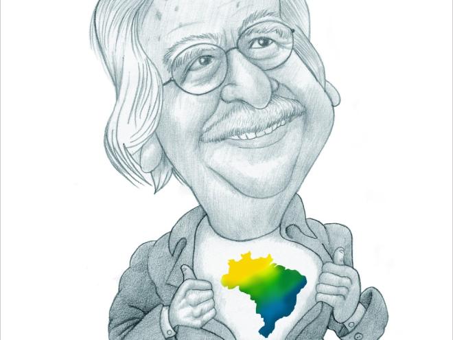 Detalhe da caricatura de Darcy Ribeiro, por Dan Silvier