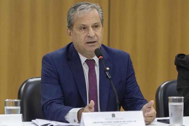 Secretário Nacional de Segurança Pública, Tadeu Alencar, em coletiva após evento sobre enfrentamento à violência contra a mulher, no ministério da Justiça