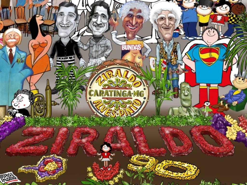 Detalhe do desenho que reúne os personagens criados por Ziraldo