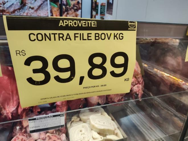 Carne para churrasco é vendida a preço inimaginável há menos de de um ano; contrafilé já chegou a ser encontrado a mais de R$ 70 o quilo 