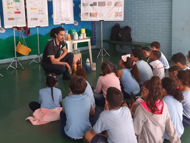 Um dos temas das oficinas pedagógicas promovidas pelo Instituto Interagir foi a coleta seletiva 