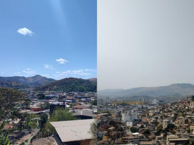 Comparativo entre o céu desta quarta-feira e o de quarta-feira da semana passada