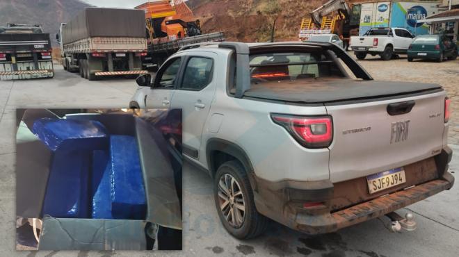 Na caminhonete dirigida por inabilitada na companhia de três crianças eram transportados mais de 14 quilos de maconha 