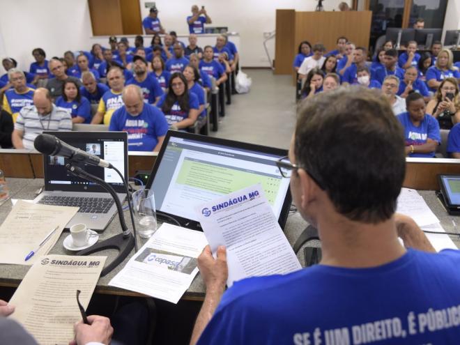 Comissão do Trabalho, da Previdência e da Assistência Social - debate sobre as condições de trabalho na Copasa e Copanor e as políticas de privatização decorrentes das parcerias público-privadas Foto: Daniel Protzner
