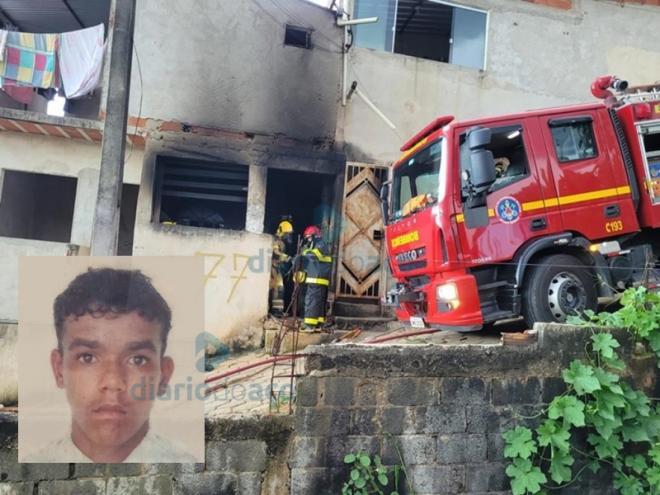 Depois do crime que vitimou Andrelino (detalhe), populares atearam fogo na casa do suspeito que fugiu do local