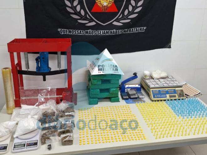 Materiais apreendidos pela PM
