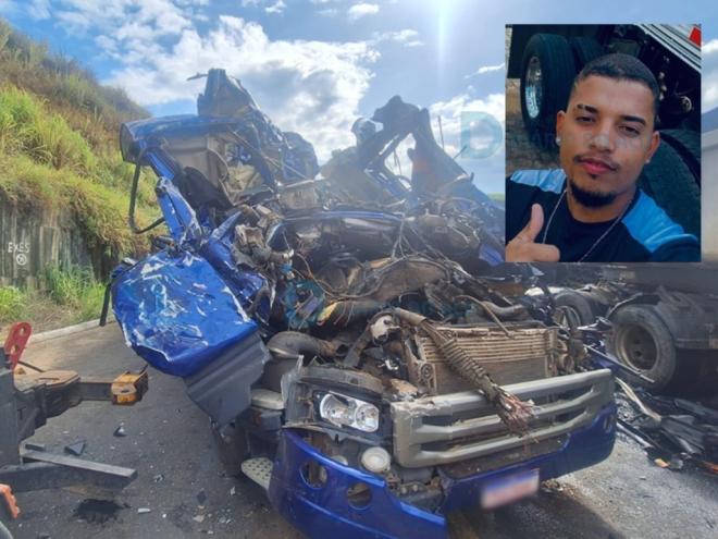 José Vítor ficou preso nas ferragens do seu caminhão acidentado na colisão