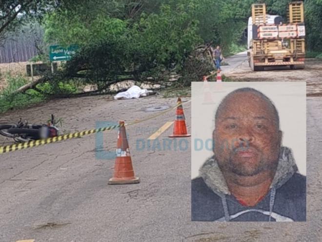 Cleuberte Augusto (detalhe) estava na moto e não viu a árvore caída na pista devido uma densa neblina