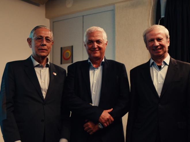 Da esquerda para direita, Horacidio Leal Barbosa Filho, presidente executivo da ABM; Marcelo Chara, presidente da Usiminas e Sergio Leite, vice-presidente de Assuntos Estratégicos da Usiminas