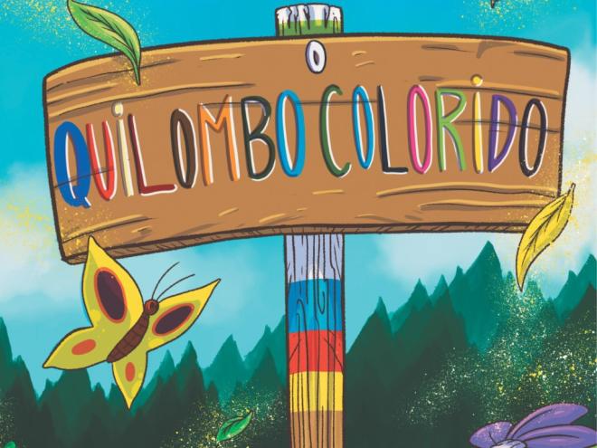Detalhe da capa do livro ''O Quilombo Colorido''