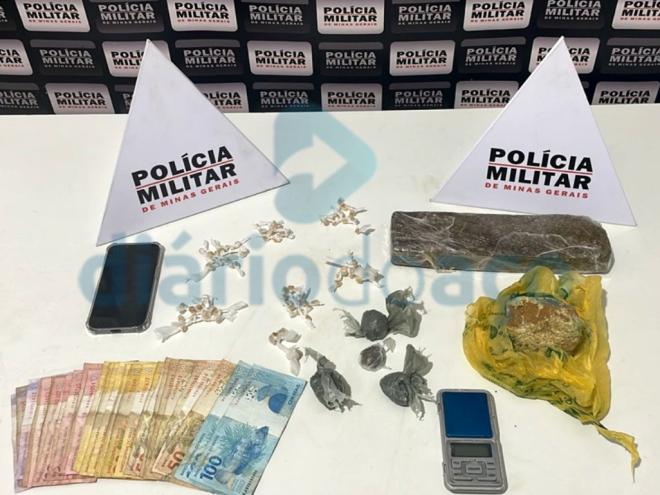 O material entorpecente apreendido pelos policiais militares durante a operação no Cachoeira do Vale