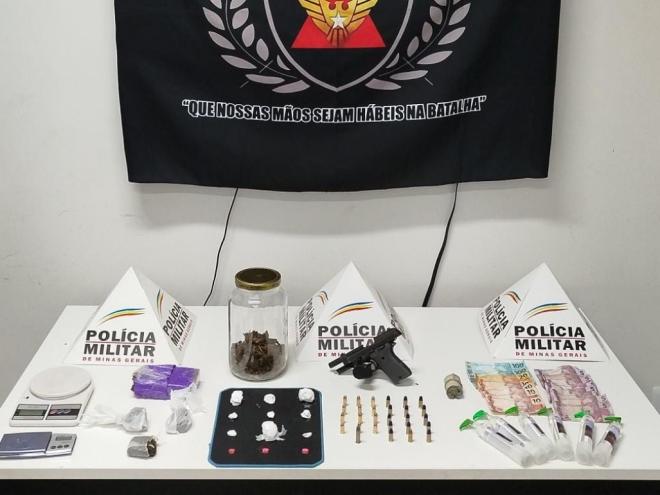 Materiais ilícitos apreendidos pela Polícia Militar durante a operação