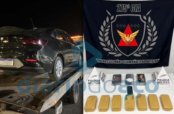 O traficante usava um Onix Sedan para transportar as barras de cocaina e crack para o Vale do Aço 
