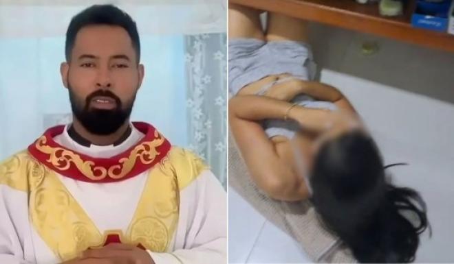 Flagrante foi feito pelo noivo da jovem, que estava acompanhado de familiares e testemunhas, escândalo foi gravado e divulgado nas mídias sociais; família é agora denunciada na polícia pelo vazamento das imagens 