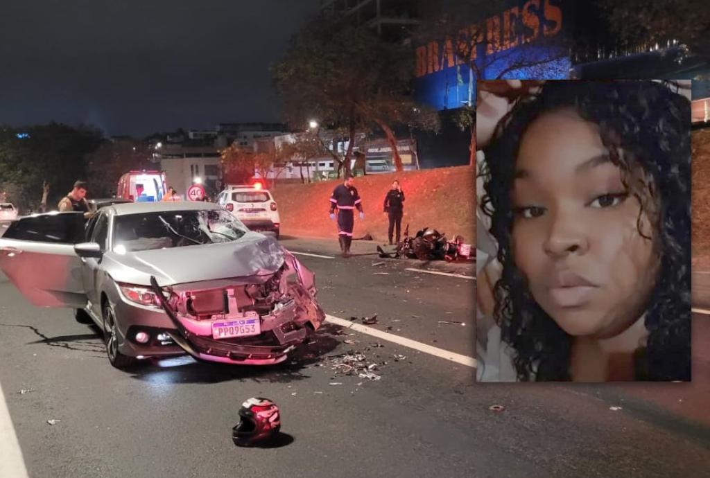 Franciely Felipe Firmino, de 21 anos, morreu no local do impacto do Civic na contramão, com sua motocicleta