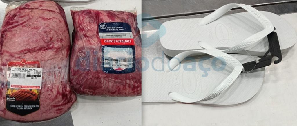 Produtos recolhidos com o ladrão, ao sair do 