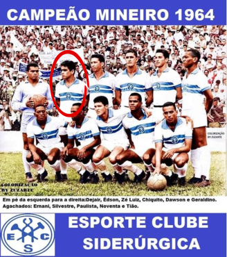 Edson Morais, no título inédito de campeão mineiro atuando pelo Siderúrgica, em 1964 (Foto: Álbum pessoal)