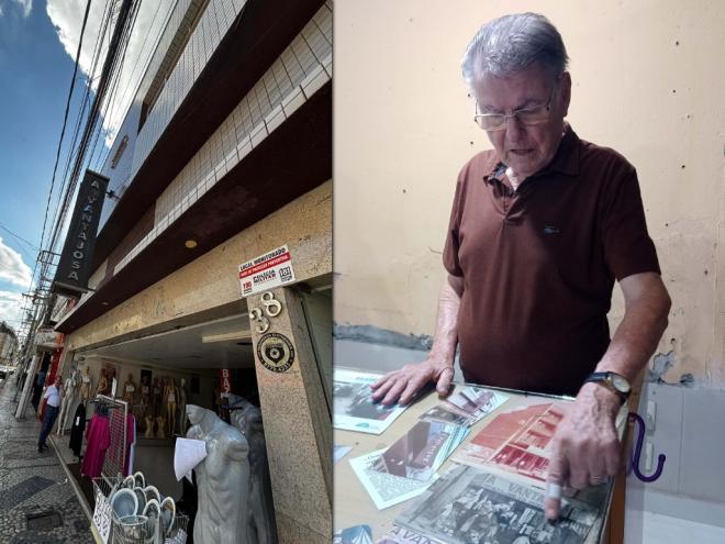 O proprietário José Stelzer, de 87 anos, mostrou à reportagem do Diário do Aço fotos antigas e contou a trajetória de sua loja ''A Vantajosa''