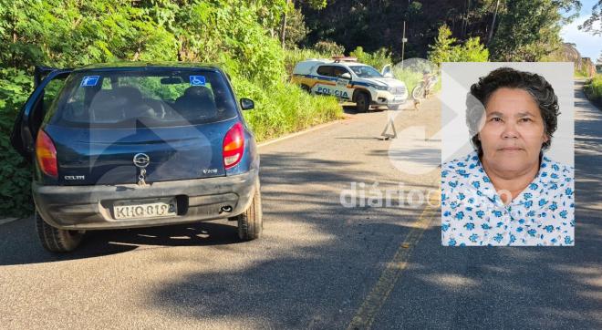 Grece Dias de Oliveira, de 77 anos, estava no banco traseiro do Celta e foi arremessada para fora do veículo