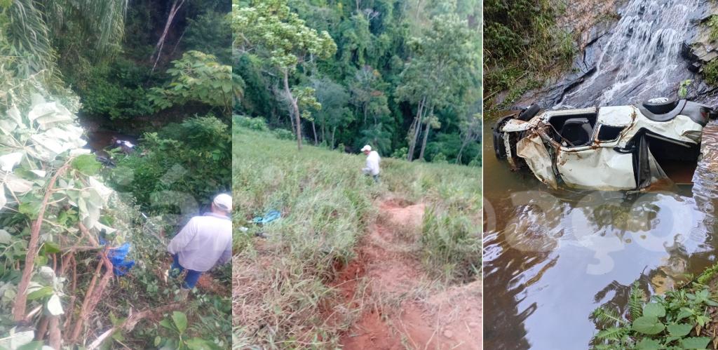 Carro despencou numa ribanceira no córrego Amoras, em Dionísio, o condutor foi encontrado já sem vida 