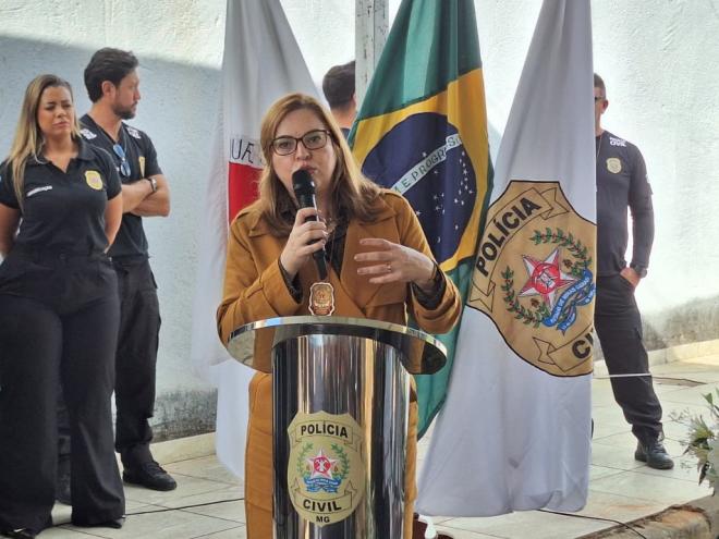 A cerimônia contou com a presença da chefe da Polícia Civil de Minas Gerais, Letícia Gamboge