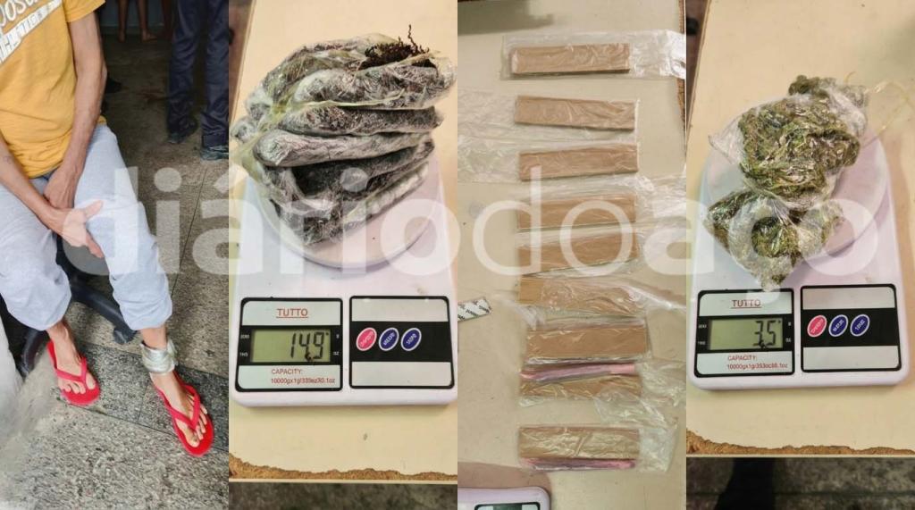 Material apreendido seria entregue a um preso de 43 anos, que acumula passagens diversas pelo sistema prisional 