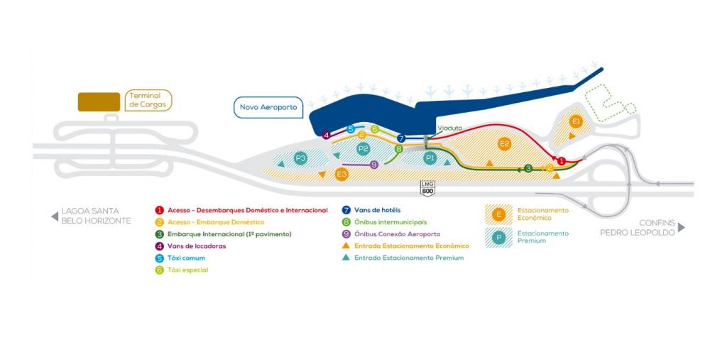 Mapa do Novo Aeroporto Internacional de BH