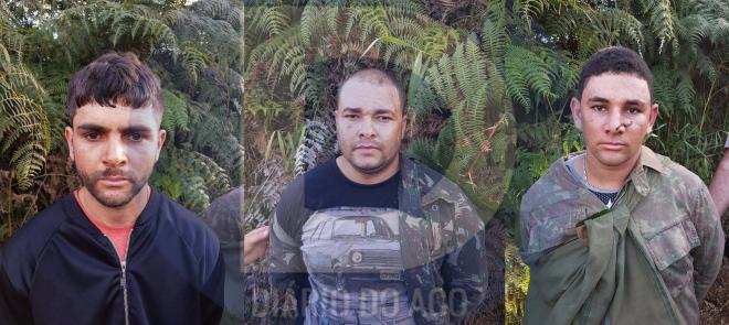 Wesley Rosa Firmino, 23 anos; Josimar Pereira Rodrigues, 30 anos; e Sirlande da Silva Ferreira, 27 anos - Os três primeiros acusados de envolvimento com o ataque, cercados em uma lavoura e presos por força-tarefa policial 