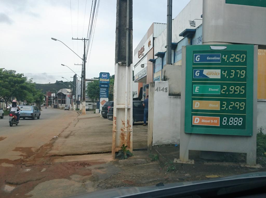 Preços dos combustíveis essa semana, em um dos postos, no Vale do Aço 