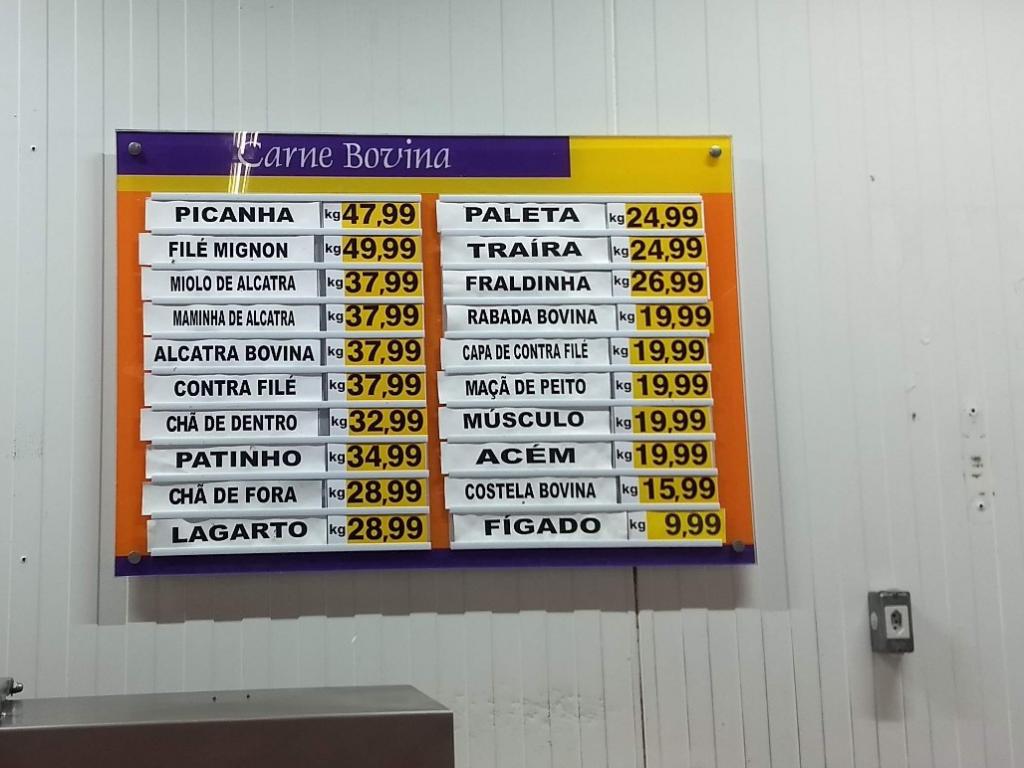 Preço da carne bovina em 30/11/2019