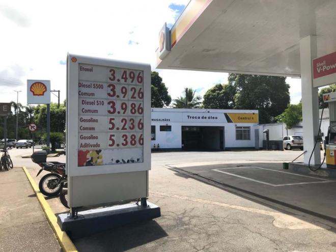 Preços dos combustíveis nesta quarta-feira, em uma das redes de postos no Vale do Aço 