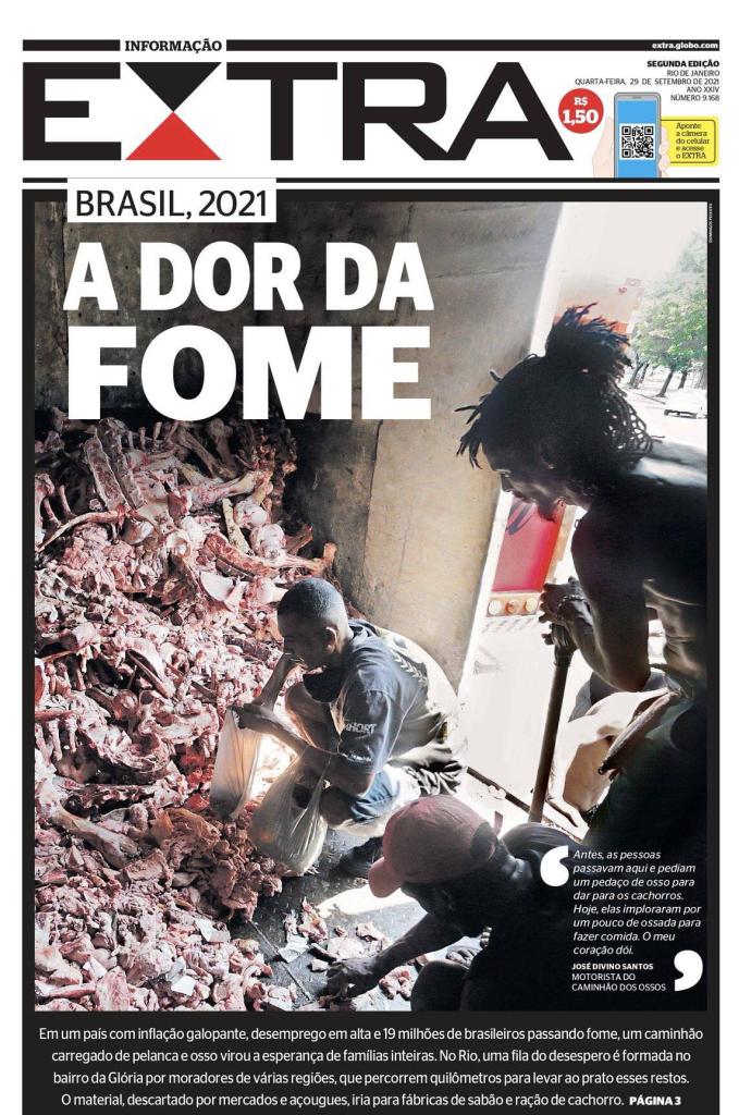 Primeira página do jornal Extra, do RJ, repercutiu no Brasil e no exterior 