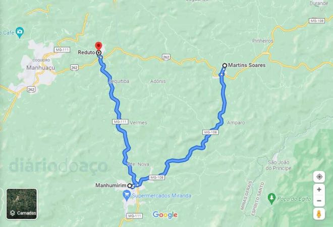 A rota alternativa aumenta a viagem em aproximadamente 78 quilômetros