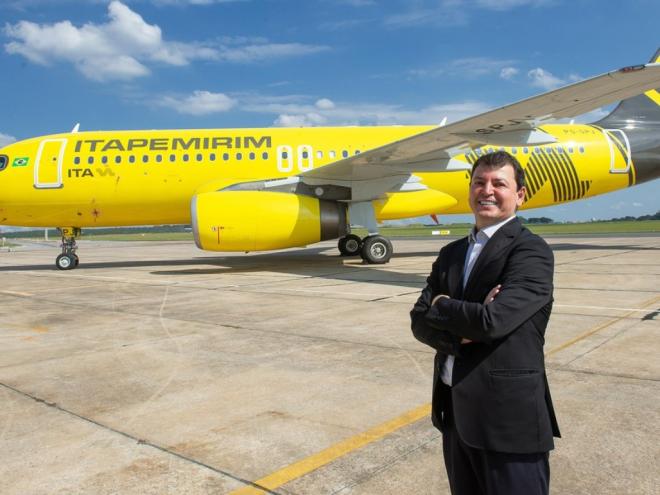 Sidnei Piva, presidente do Grupo Itapemirim, quando anunciou a entrada no complexo negócio de companhias aéreas