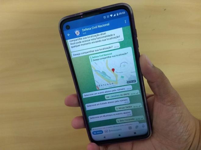 Além de receber alertas pelo SMS, cidadão terá a opção de saber das informações da Defesa Civil por meio do Telegram