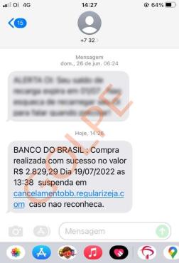 Mensagem enviada para pessoa que nem sequer tem conta no Banco do Brasil é para “fisgar” os incautos que clicarem no link malicioso  